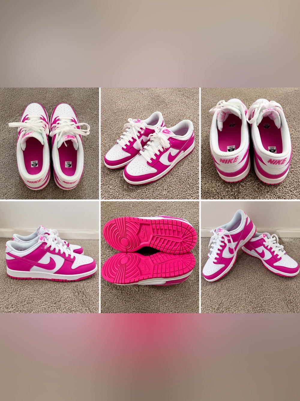Nike Big Kids Dunk Low — White & Hot Pink